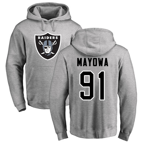 Men Oakland Raiders Ash Benson Mayowa Name and Number Logo NFL Football #91 Pullover Hoodie Sweatshirts->oakland raiders->NFL Jersey